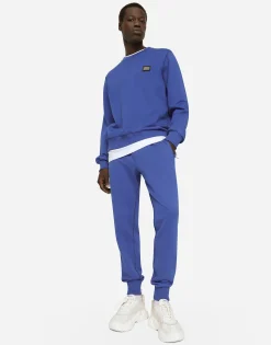 Jersey sweatshirt with branded tag