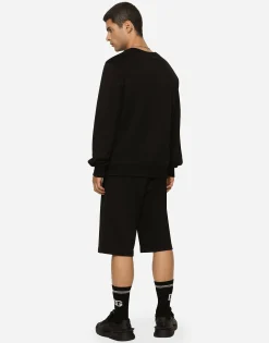 Jersey sweatshirt with branded tag