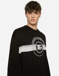 Jersey sweatshirt with DG logo print