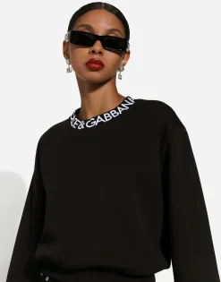 Jersey sweatshirt with Dolce&Gabbana logo embroidery