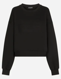 Jersey sweatshirt with embossed logo