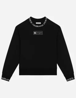 Jersey sweatshirt with logo label