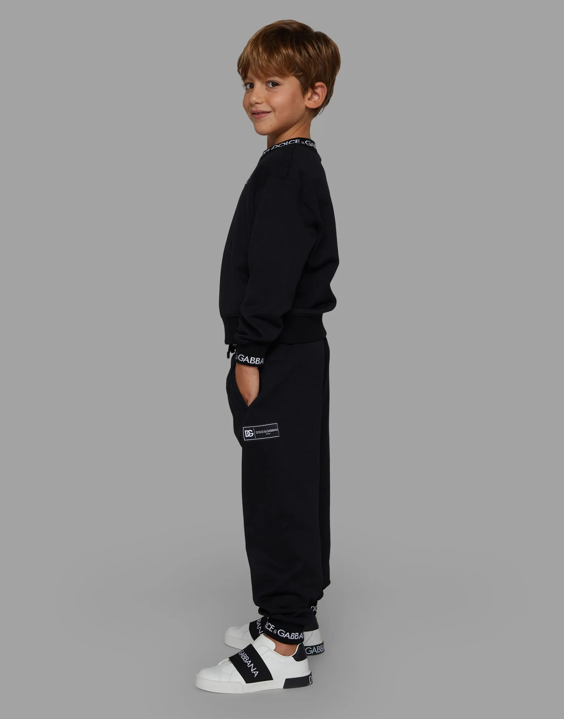 Jersey sweatshirt with logo label