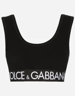 Jersey top with branded elastic