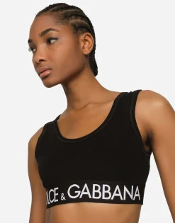 Jersey top with branded elastic