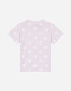 Jersey T-shirt with all-over DG logo print