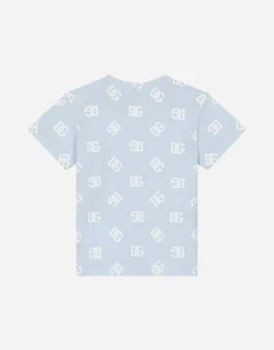 Jersey T-shirt with all-over DG logo print