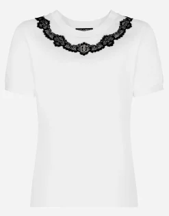 Jersey T-shirt with DG logo and lace inserts