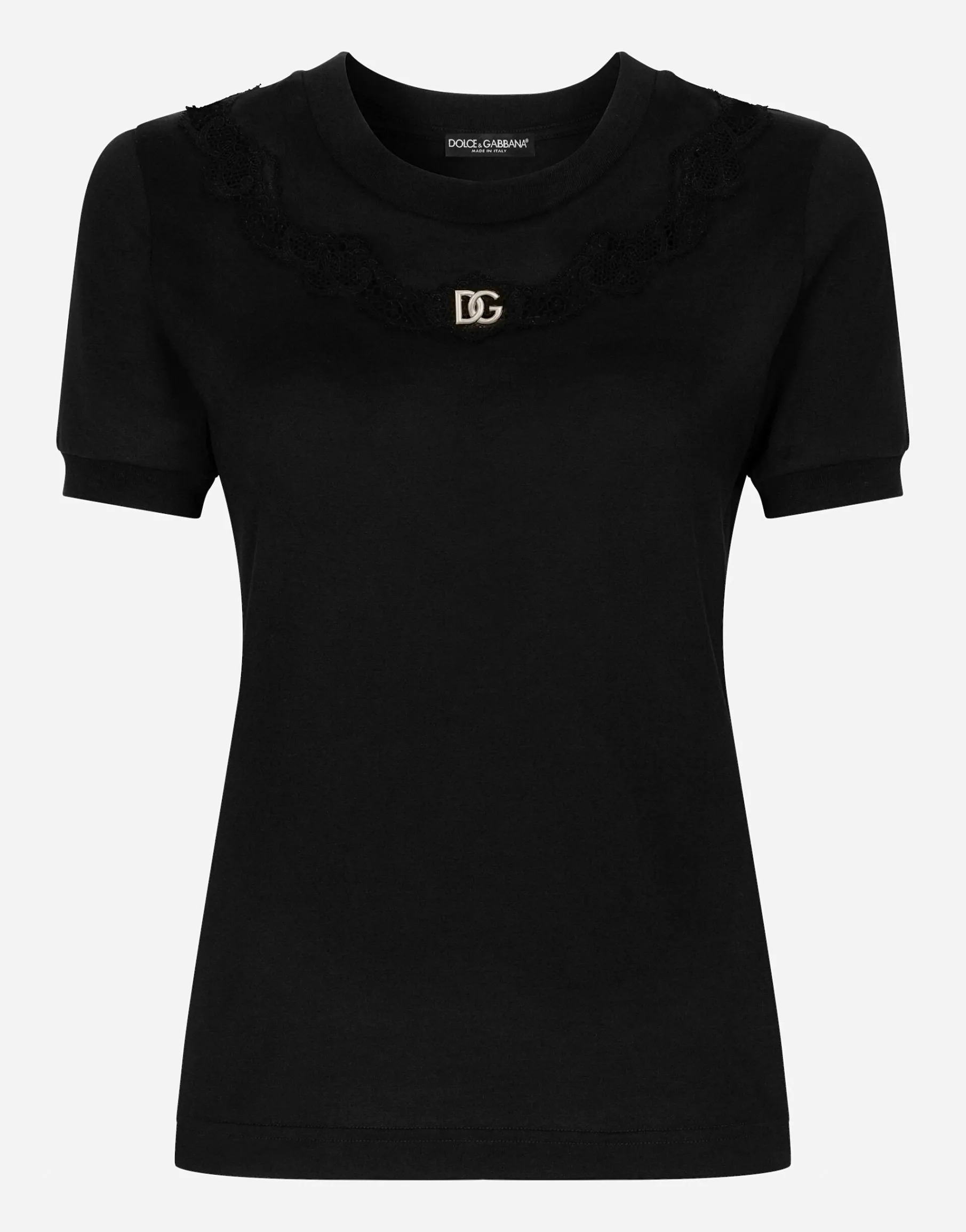 Jersey T-shirt with DG logo and lace inserts