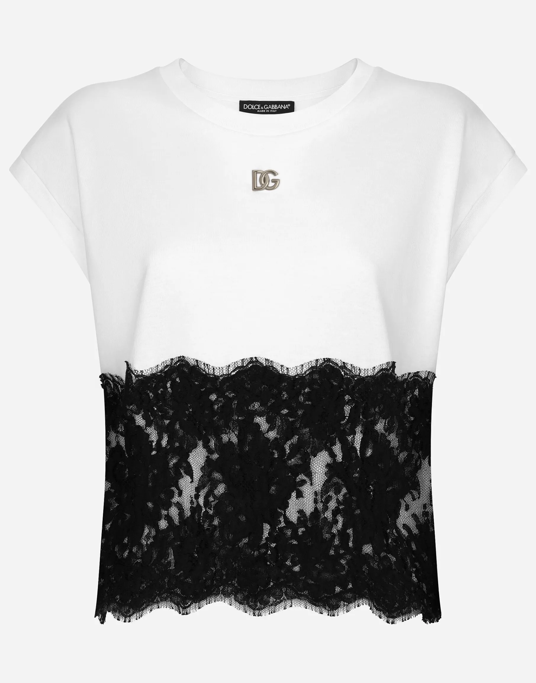 Jersey T-shirt with DG logo and lace details