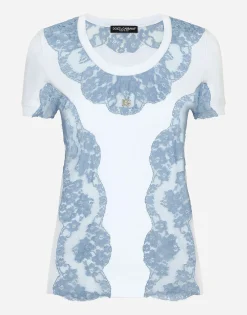 Jersey T-shirt with DG logo and lace inserts