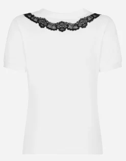 Jersey T-shirt with DG logo and lace inserts