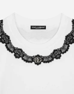 Jersey T-shirt with DG logo and lace inserts