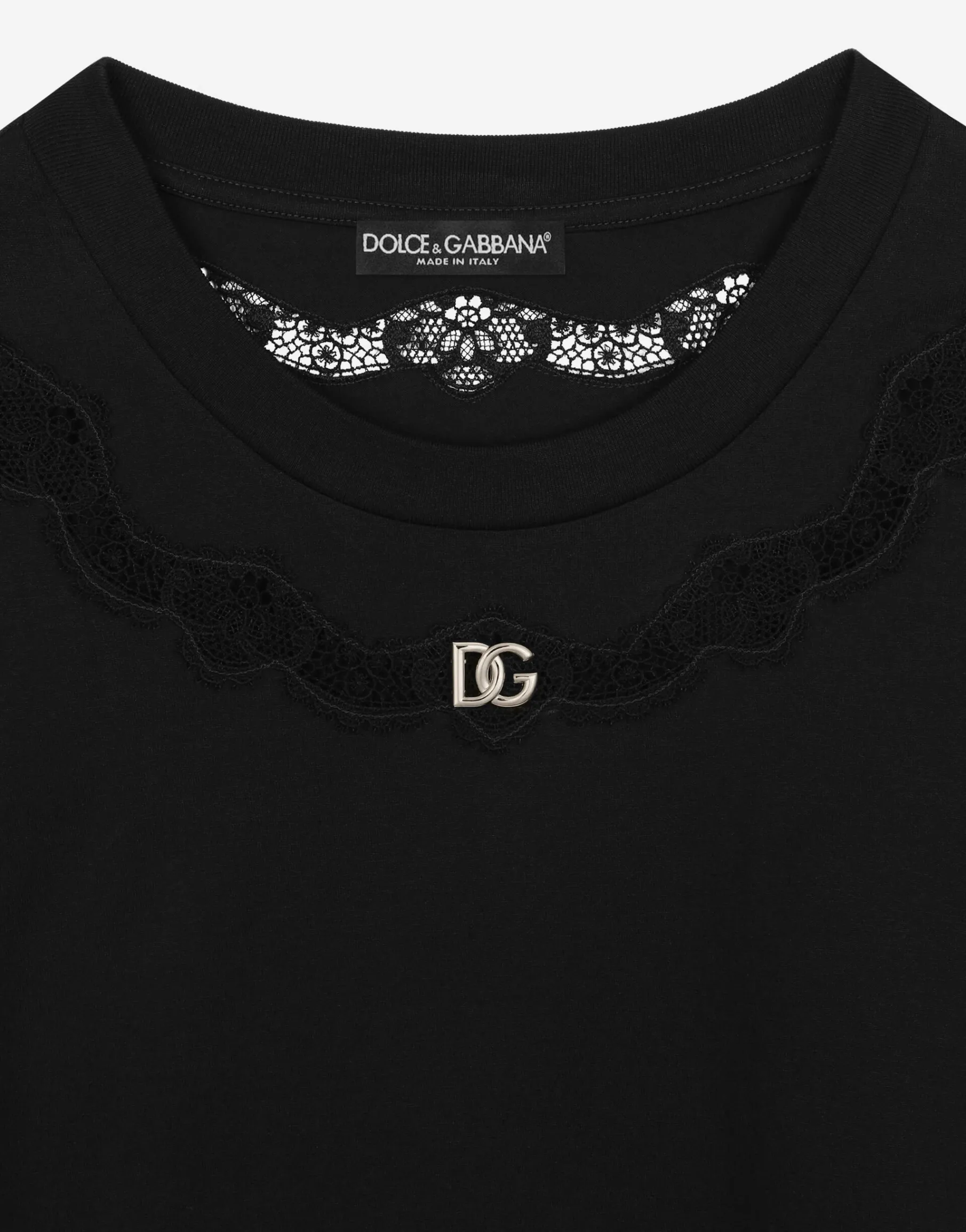 Jersey T-shirt with DG logo and lace inserts