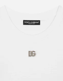 Jersey T-shirt with DG logo and lace details