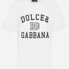 Jersey T-shirt with Dolce&Gabbana logo embroidery and lettering