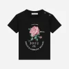 Jersey T-shirt with Dolce&Gabbana logo and rose