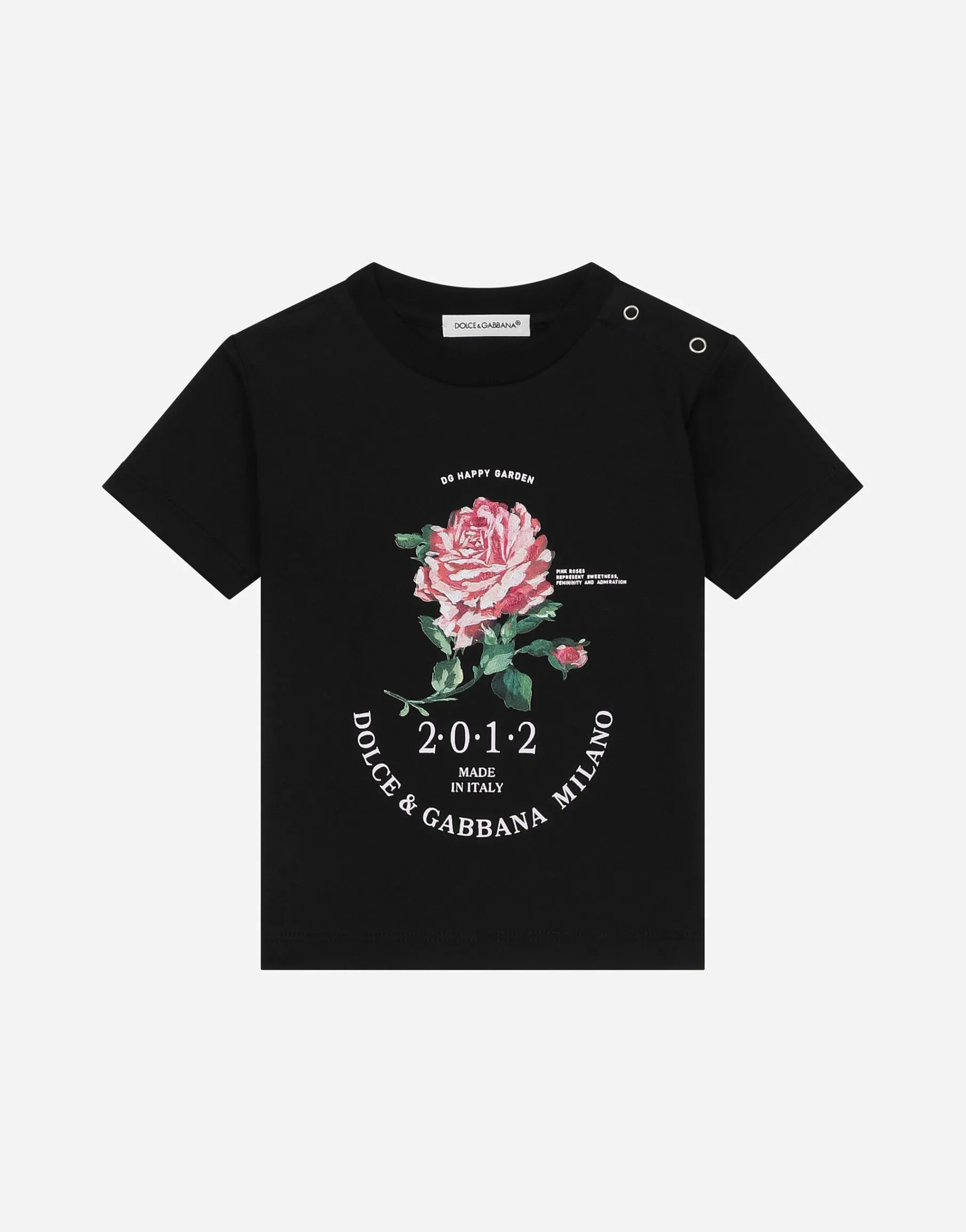 Jersey T-shirt with Dolce&Gabbana logo and rose