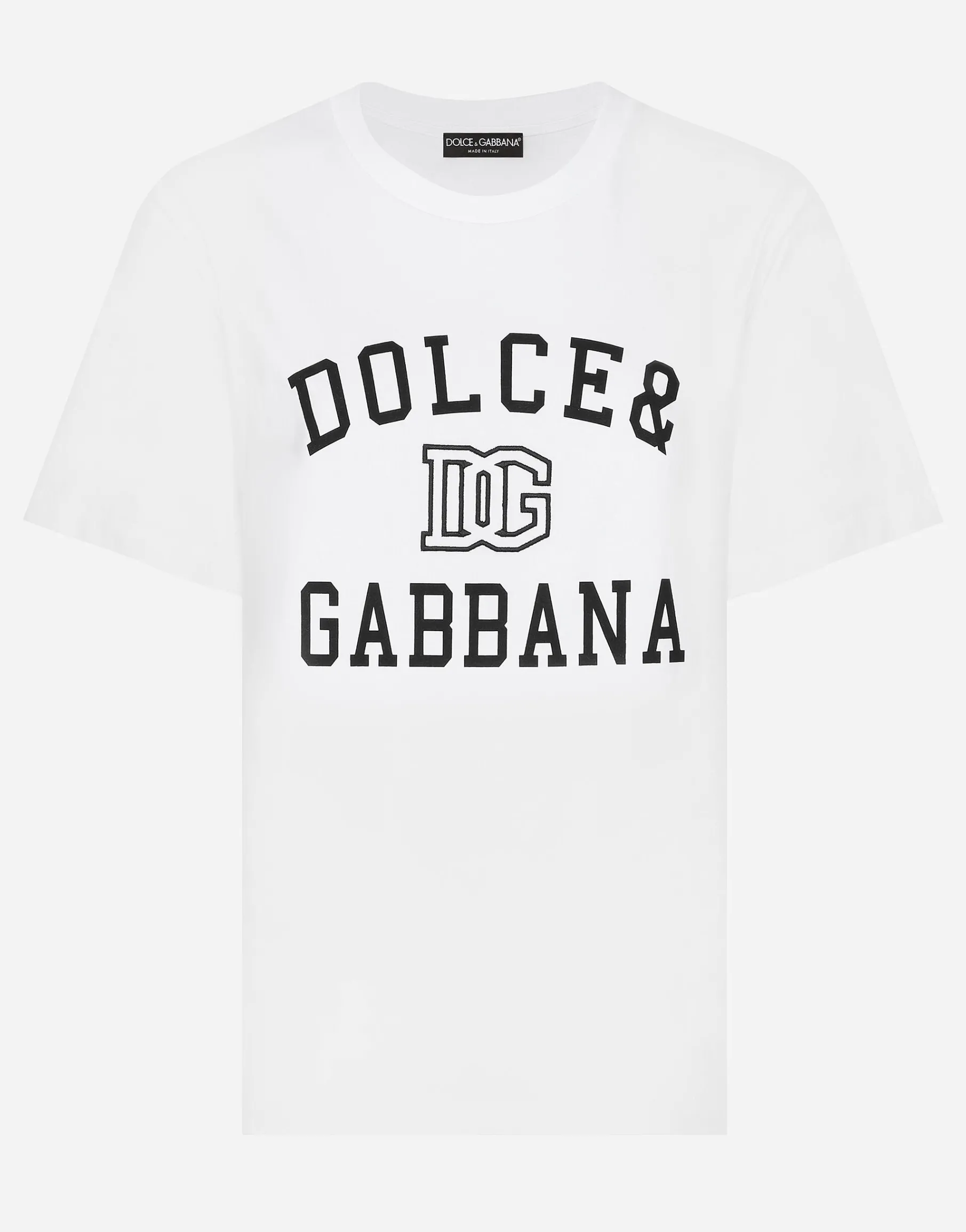 Jersey T-shirt with Dolce&Gabbana logo embroidery and lettering