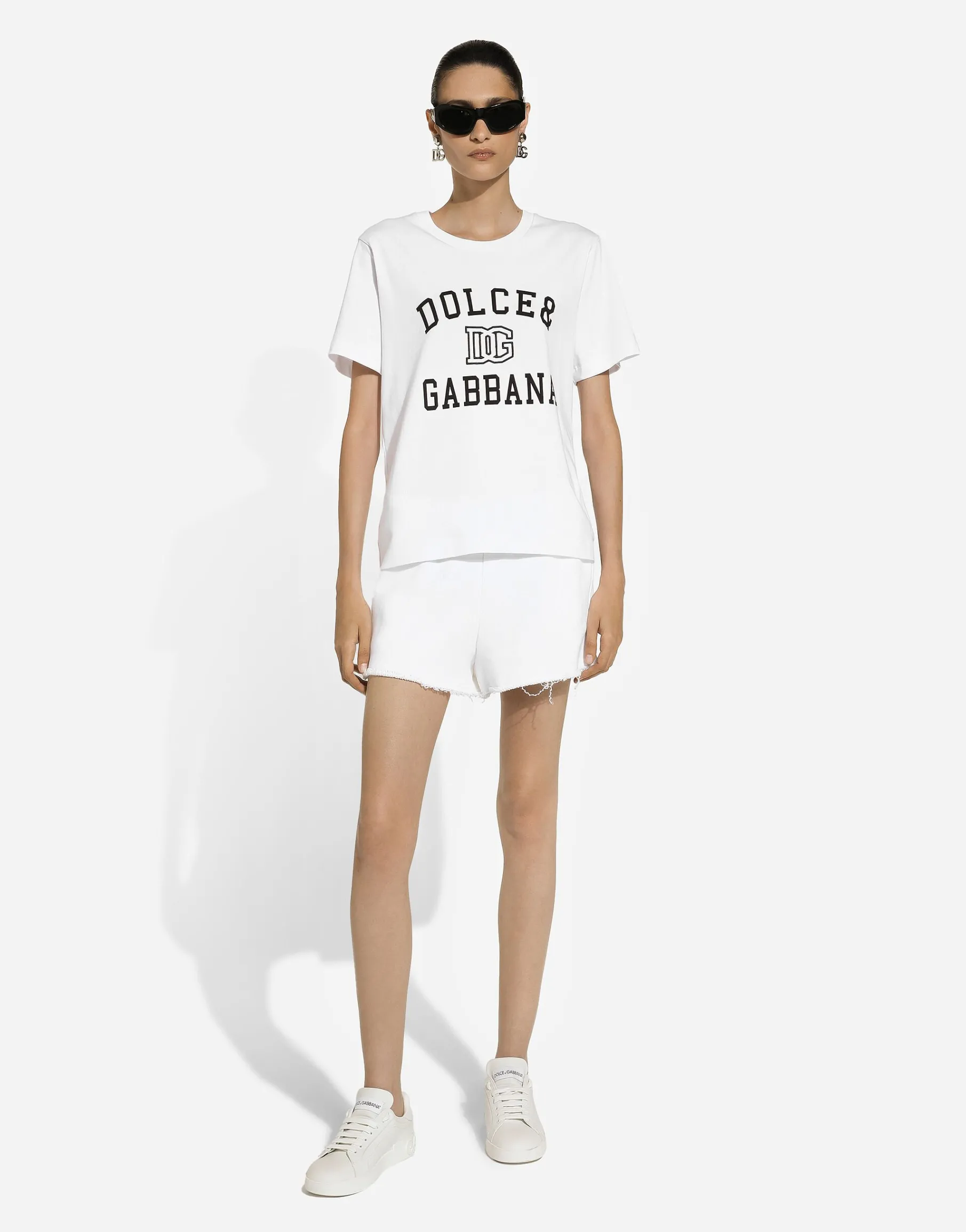 Jersey T-shirt with Dolce&Gabbana logo embroidery and lettering