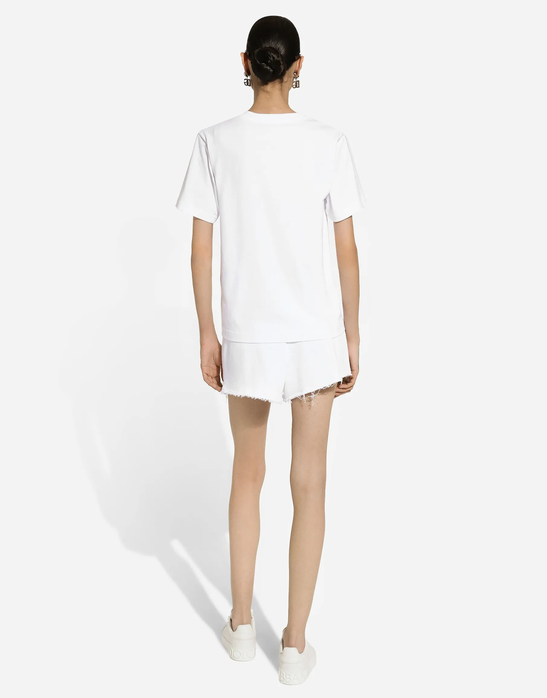 Jersey T-shirt with Dolce&Gabbana logo embroidery and lettering