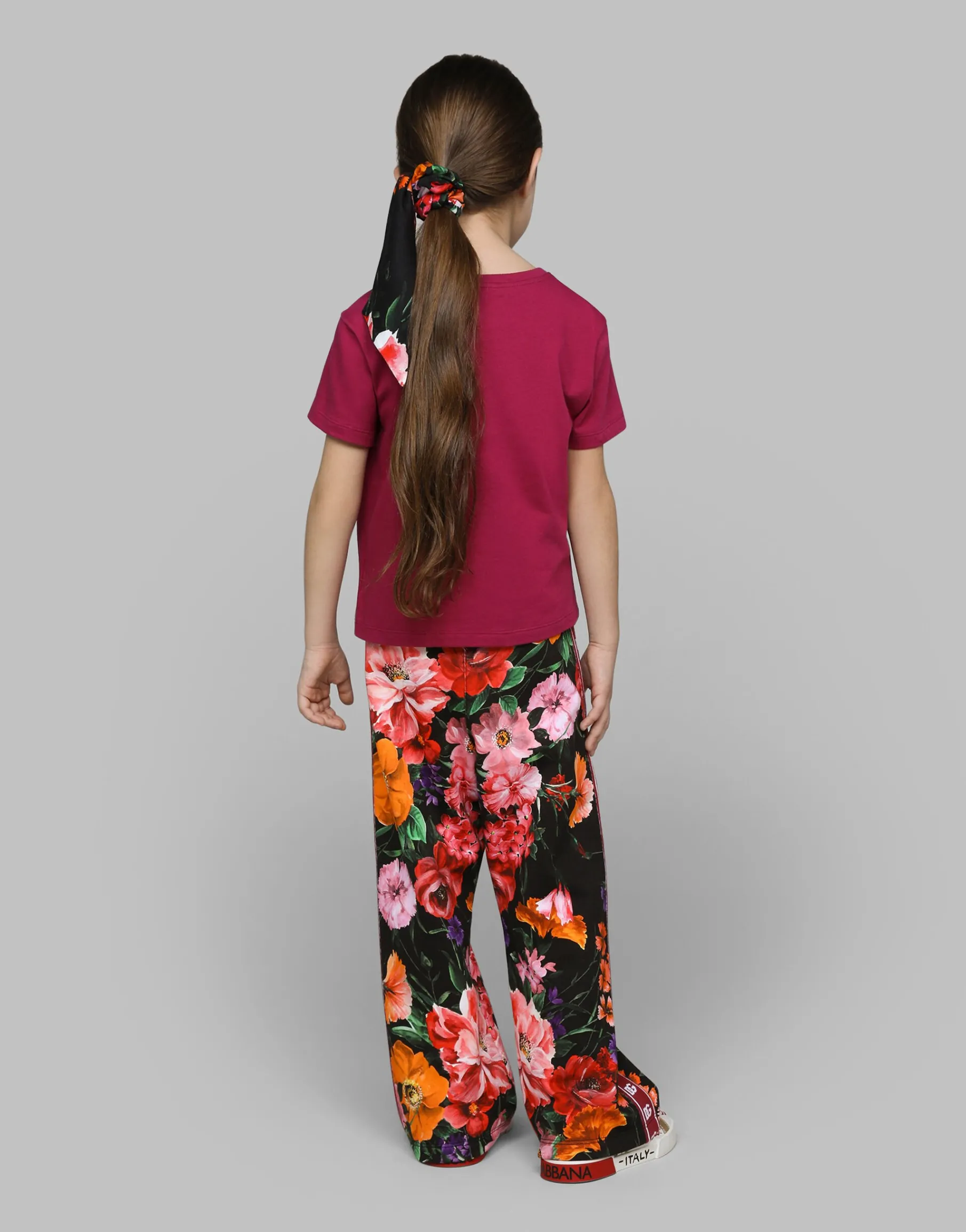 Jersey T-shirt with Dolce&Gabbana logo and rose