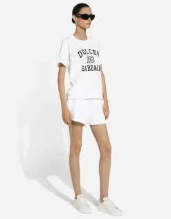 Jersey T-shirt with Dolce&Gabbana logo embroidery and lettering