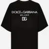 Jersey T-shirt with flocked logo print