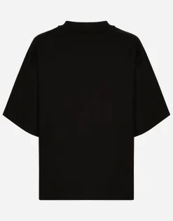 Jersey T-shirt with flocked logo print