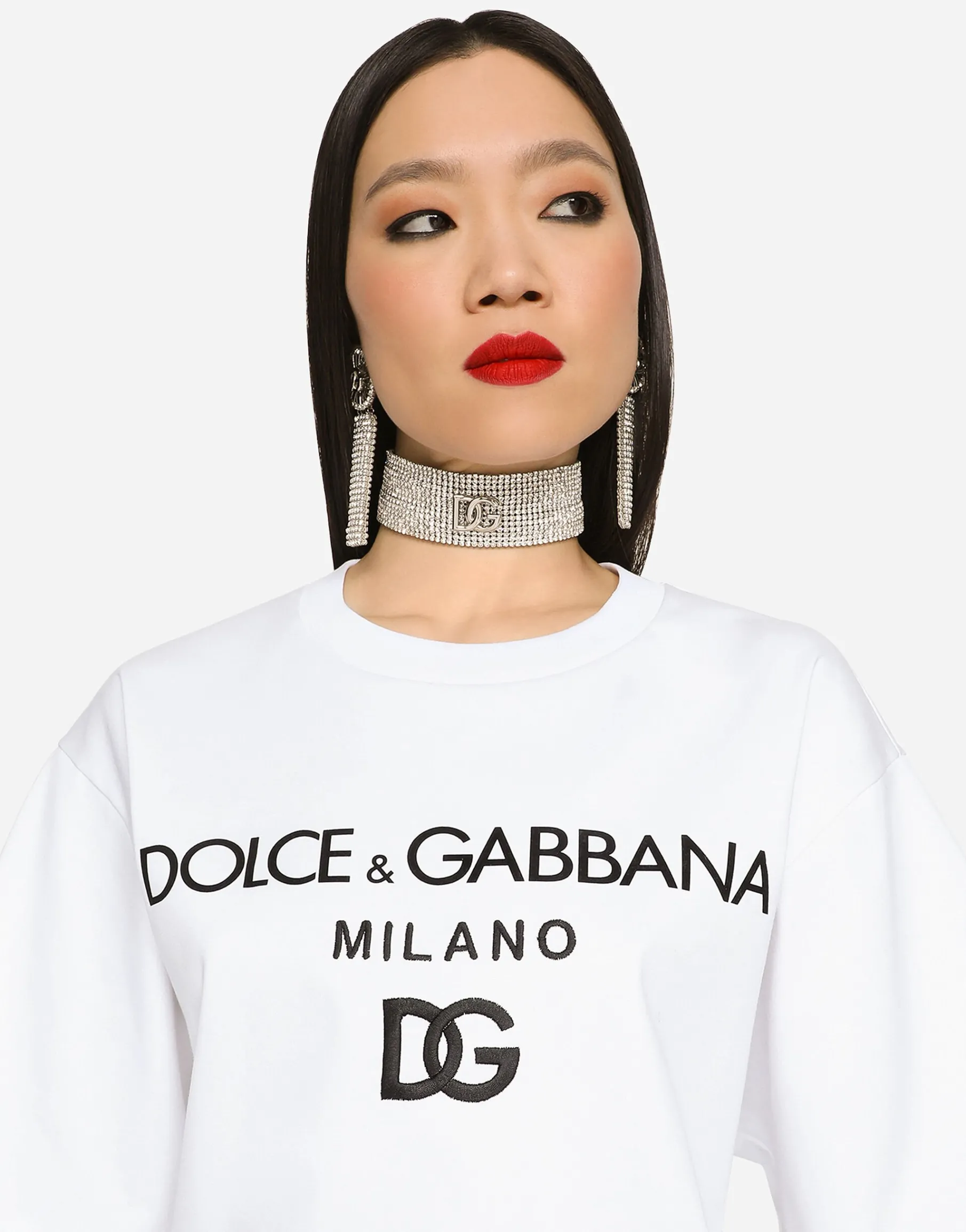 Jersey T-shirt with flocked logo print