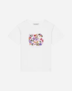 Jersey T-shirt with floral DG print