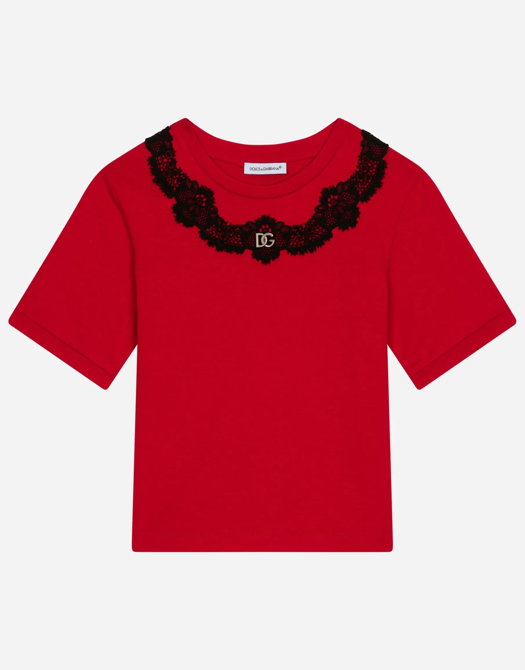 Jersey T-shirt with lace insert