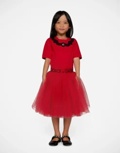 Jersey T-shirt with lace insert