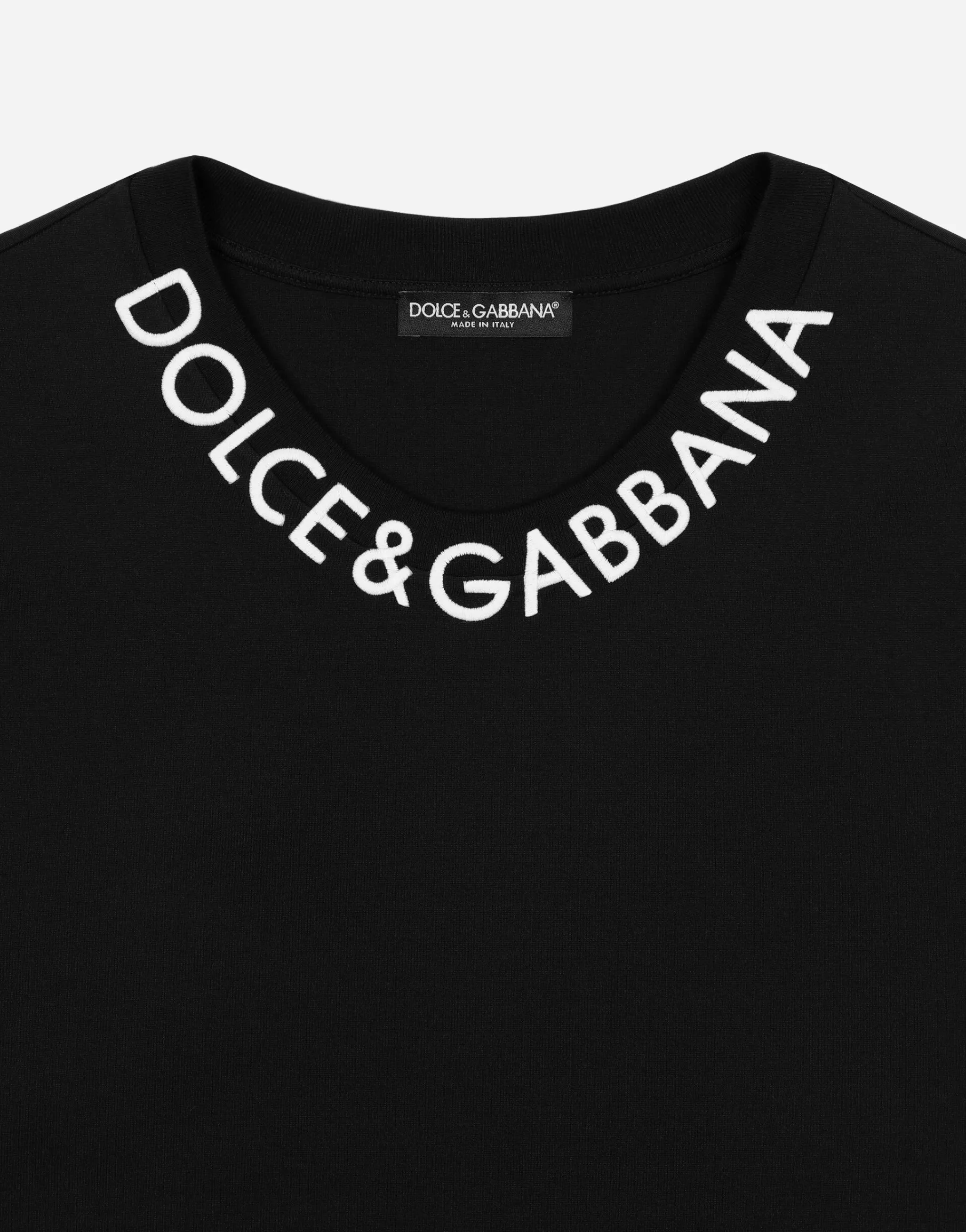 Jersey T-shirt with logo embroidery on neck