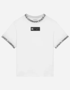 Jersey T-shirt with logo label
