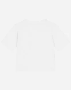 Jersey T-shirt with logo print and rose patch