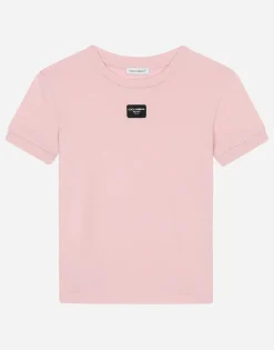 Jersey T-shirt with logo tag