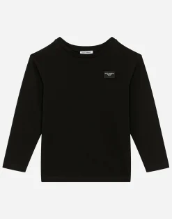 Jersey T-shirt with logo tag