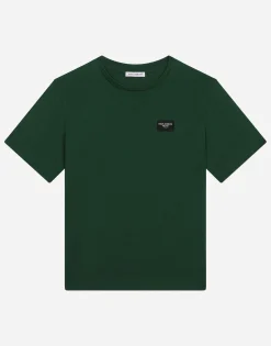 Jersey T-shirt with logo tag