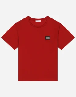 Jersey T-shirt with logo tag