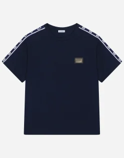 Jersey T-shirt with logo tag