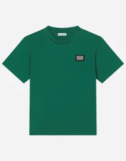 Jersey T-shirt with logo tag