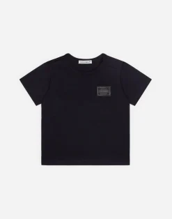 Jersey t-shirt with logo tag