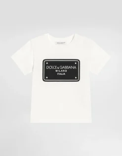 Jersey T-shirt with logo tag
