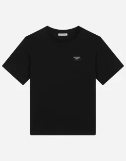 Jersey T-shirt with logo tag