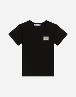Jersey T-shirt with logo tag