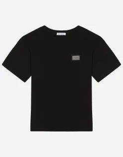 Jersey T-shirt with logo tag