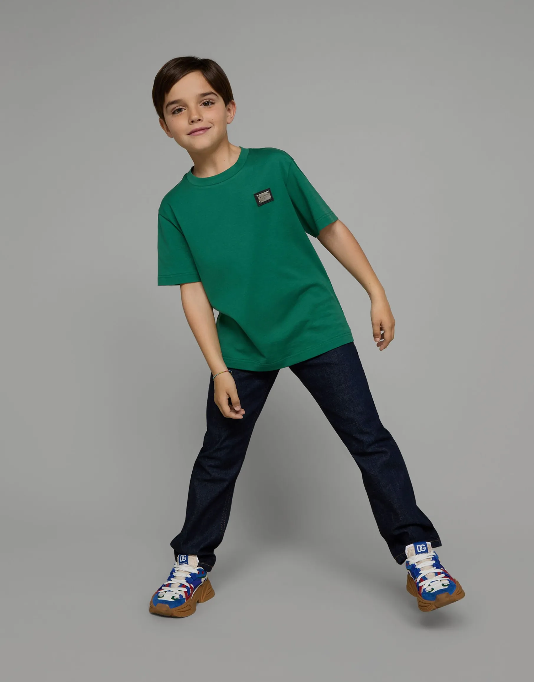 Jersey T-shirt with logo tag