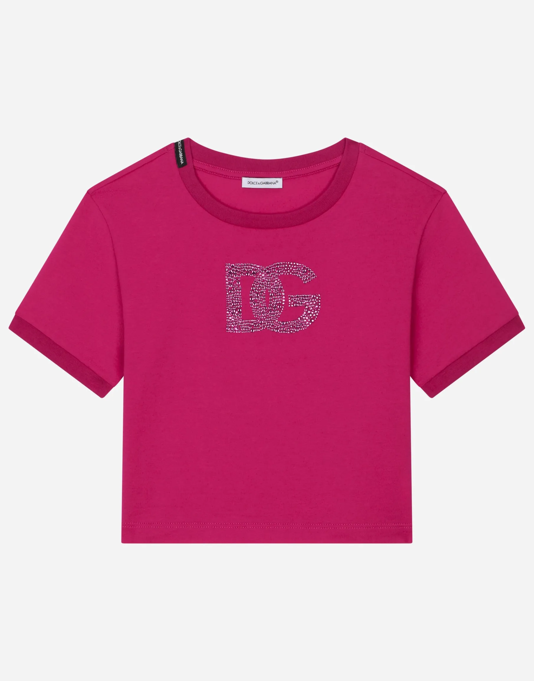 Jersey T-shirt with rhinestone logo