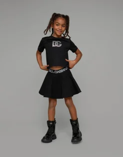 Jersey T-shirt with rhinestone logo